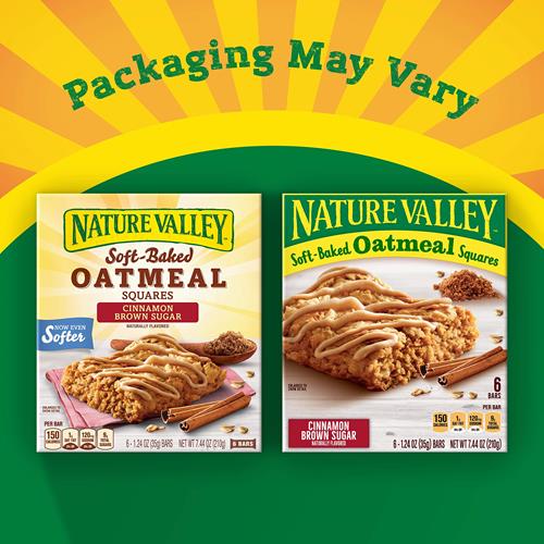 Nature Valley Soft-Baked Oatmeal Squares, Cinnamon Brown Sugar, 6 Ct, 7.44 Oz