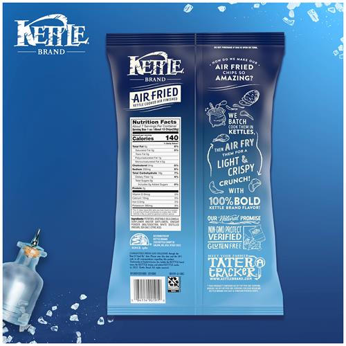 Kettle Brand Potato Chips, Air Fried Sea Salt & Vinegar Kettle Chips, 6.5 Oz Bag