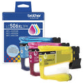 New, Pre-Owned - Brother LC506XL High Yield Multi-Color (CMY) Ink Cartridge,3-Pack