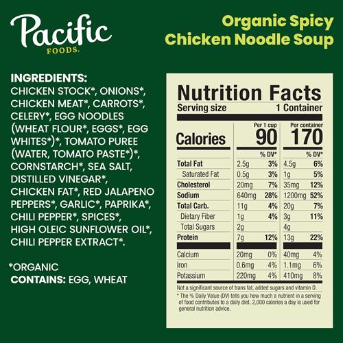 Pacific Foods Organic Spicy Chicken Noodle Soup, 16.1 Oz Can
