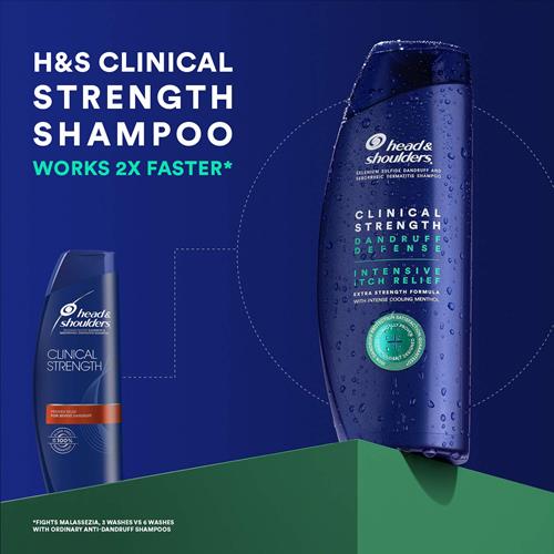 Head & Shoulders Clinical Strength Dandruff Defense Intensive Itch Relief Shampoo, 13.5 Fl Oz, 5.349 Fl Oz