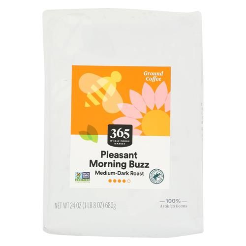 Whole Foods Market Pleasant Morning Buzz Ground Coffee, Medium-Dark Roast, 24 Ounce