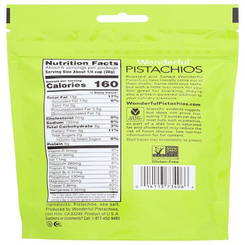 Wonderful Pistachio Roasted & Salted Shelled Pistachios, 6 Oz