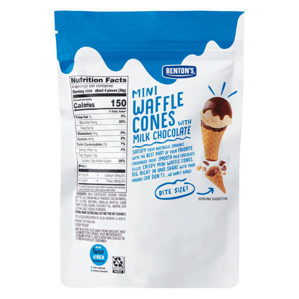 Benton's Mini Waffle Cones - Milk Chocolate  - 4.23 oz