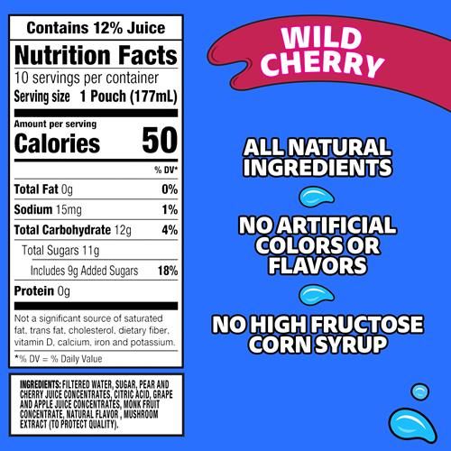 Capri Sun Wild Cherry Naturally Flavored Kids Juice Drink Blend (10 Ct Box, 6 Fl Oz Pouches)