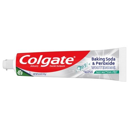 Colgate Baking Soda And Peroxide Whitening Toothpaste, Frosty Mint Stripe - 6.0 Ounce (Pack Of 3)