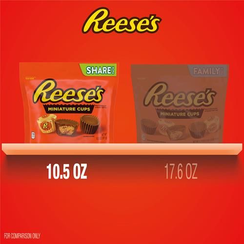 Reeses Miniatures Milk Chocolate Peanut Butter Cups, Candy Share Pack, 10.5 Oz