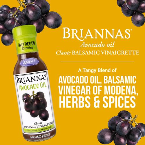 Briannas - Avocado Oil Balsamic Vinaigrette Dressing - Nutrient Rich, Keto Friendly, Vegan Salad Dressing Made With 100% Avocado Oil - 10 Oz. Bottle