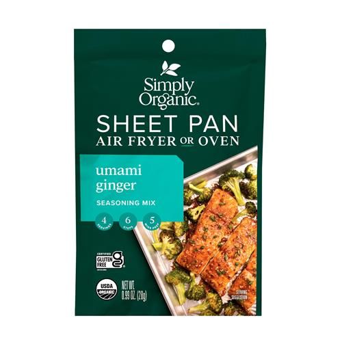 Simply Organic Sheet Pan Seasoning, Umami Ginger, 0.99 Ounce (Pack Of 12)