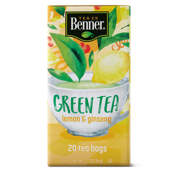 Benner Green Tea with Lemon and Ginseng Bags, 20 count