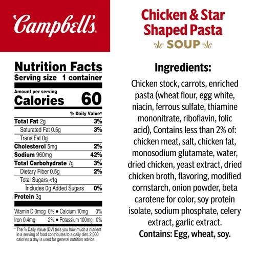 Campbells Sipping Soup, Chicken Soup & Star Shaped Pasta, 10.75 Ounce Microwavable Cup