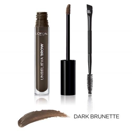 Loreal Paris Unbelieva-Brow Longwear Waterproof Tinted Brow Gel, Smudge-Resistant, Transfer- Proof, Quick Drying, Easy And Quick Application With Precise Brush, Dark Brunette, 0.15 Fl. Oz. - Pack