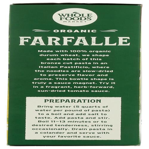 Whole Foods Market, Organic Farfalle, 16 Oz