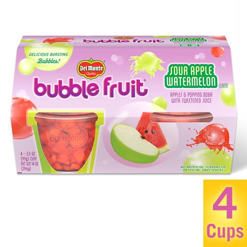Del Monte Bubble Fruit, Sour Apple Watermelon, 3.5 Oz, 4 Ct