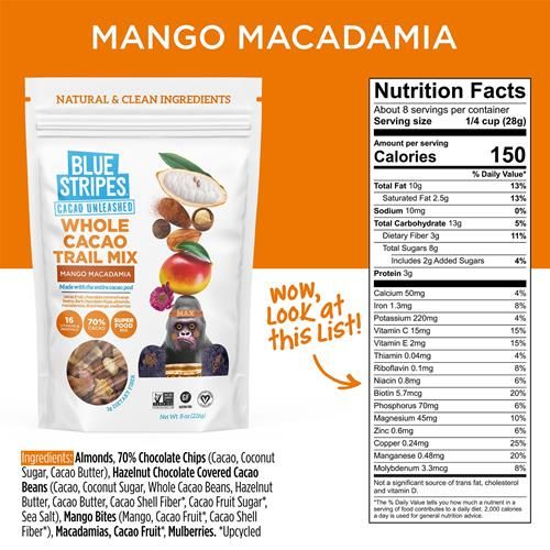 Blue Stripes Mango Macadamia Trail Mix, 8 Oz