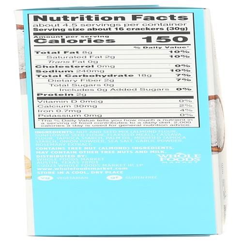 Whole Foods Market, Almond Flour Sea Salt Crackers, 5 Ounce