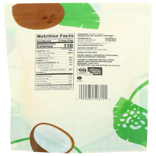 Whole Foods Market Organic Shredded Coconut, 8 Oz