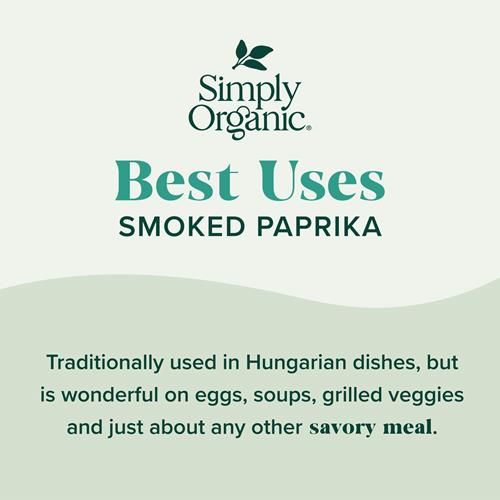 Simply Organic Smoked Paprika, 2.72 Ounce, Oak Wood Smoked & Ground Spanish Paprika, Deep Smokey Flavor, Kosher