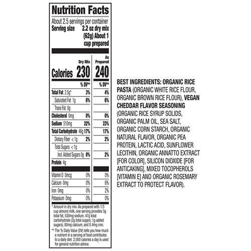 Annie’S Vegan Mac Rice Pasta And Cheddar Flavor Dinner With Organic Gluten Free Pasta, 6 Oz