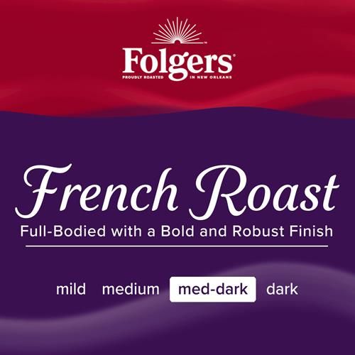 Folgers French Roast Medium-Dark Roast Ground Coffee, 22.6 Ounce Canister