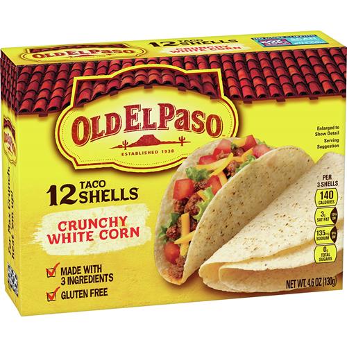 Old El Paso Crunchy White Corn Taco Shells, Gluten Free, 12 Ct., 4.6 Oz.