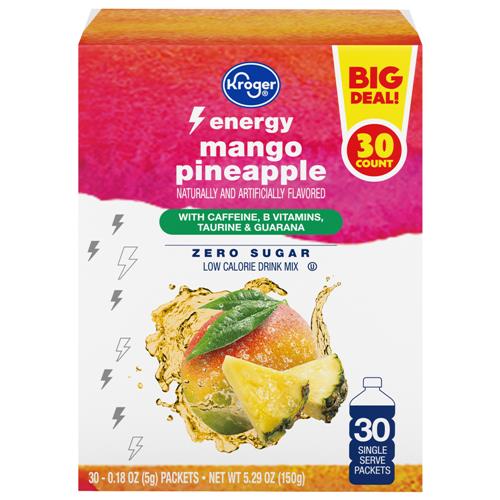 Kroger Energy Mango Pineapple Drink Mix 30 packets