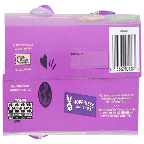 Annies Homegrown, Mac Cheese White Cheddar 4 Pack, 8.04 Ounce