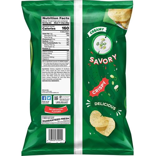 Lays Potato Chips, Sour Cream & Onion Flavored, 12.5 Oz