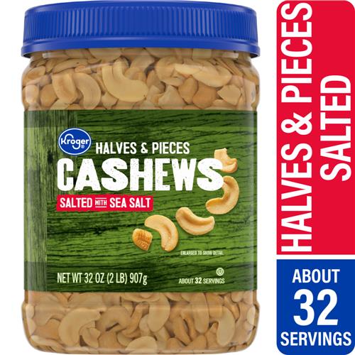 Kroger Halves & Pieces Salted Cashews 32 oz