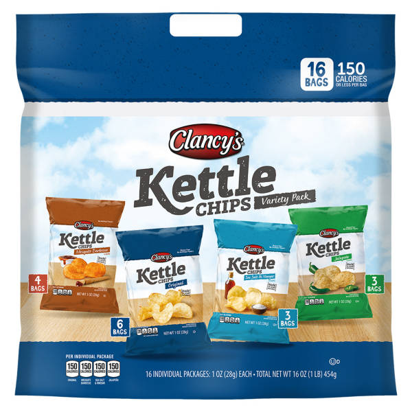 Clancy's Kettle Variety Pack Potato Chips, 16 count - 16 oz.