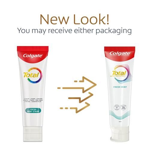 Colgate Total Active Prevention Fresh Mint Toothpaste, Anticavity Toothpaste With Fluoride, Clinically Proven To Help Fight Plaque Bacteria, Helps Minimize Bad Breath, 2 Pack, 5.1 Oz
