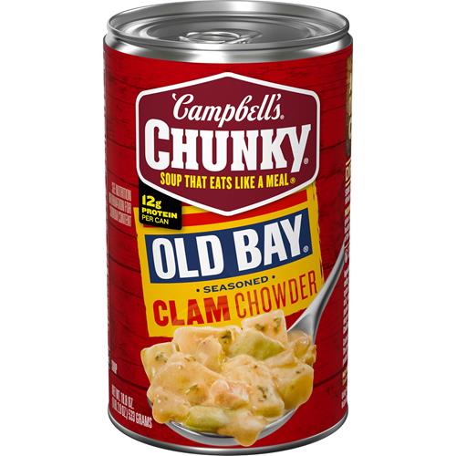 Campbells Chunky Soup, Old Bay Seasoned Clam Chowder, 18.8 Oz Can