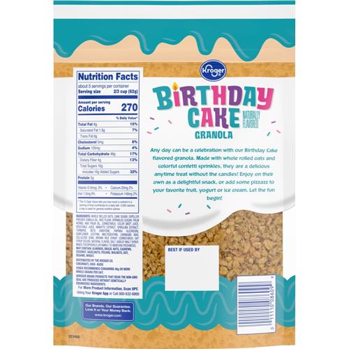Kroger Birthday Cake Granola Cereal Clusters 11 oz