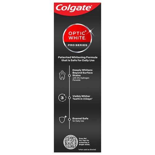 Colgate Optic White Pro Series Whitening Toothpaste With 5% Hydrogen Peroxide, Vividly Fresh, 3 Oz Tube