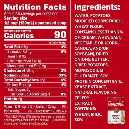 Campbells Condensed Cream Of Potato Soup, 10.5 Ounce Can
