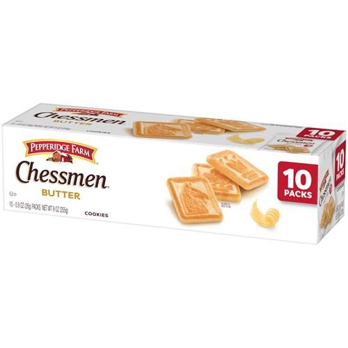 Pepperidge Farm Chessmen Butter Cookies, 0.9 Oz Snack Pack, 10 Pk