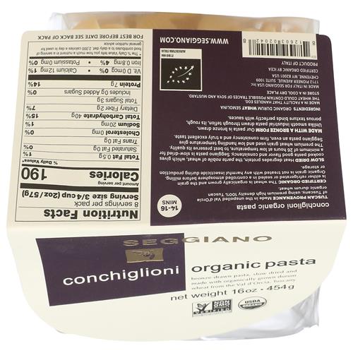 Seggiano, Organic Conchiglioni, 16 Oz
