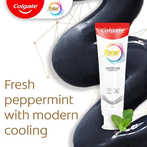 Colgate Total Whitening + Charcoal Toothpaste, Mint Toothpaste, 5.1 Oz Tube, 2 Pack