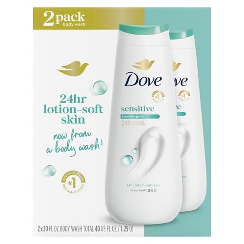 Dove Body Wash 2 Count Sensitive Skin Hypoallergenic And Sulfate Free Body Wash Effectively Washes Away Bacteria While Nourishing Your Skin 20 Oz