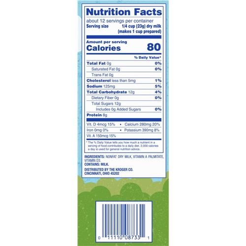 Kroger Instant Non-Fat Dry Milk Pouches 3 ct / 3.2 oz