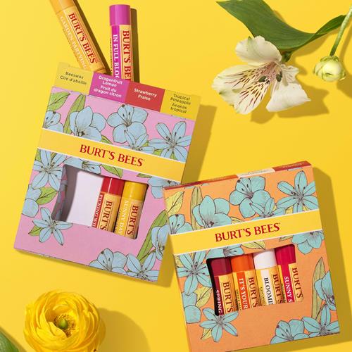 Burts Bees Gifts Ideas - In Full Bloom Lip Balm Set, Original Beeswax, Dragonfruit Lemon, Tropical Pineapple & Strawberry, Natural Origin Lip Treatment, 4 Tubes, 0.15 Oz.