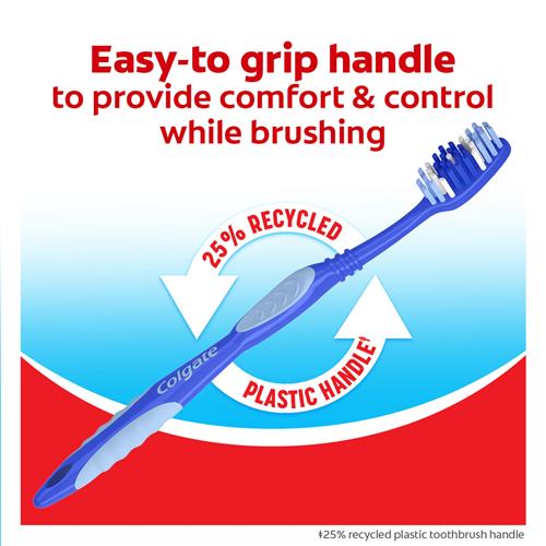 Colgate Extra Clean Toothbrush, Medium Bulk Toothbrush Pack, Adult Medium Bristle Toothbrushes With Ergonomic Handle And Circular Cleaning Bristles, Helps Remove Surface Stains, 6 Pack