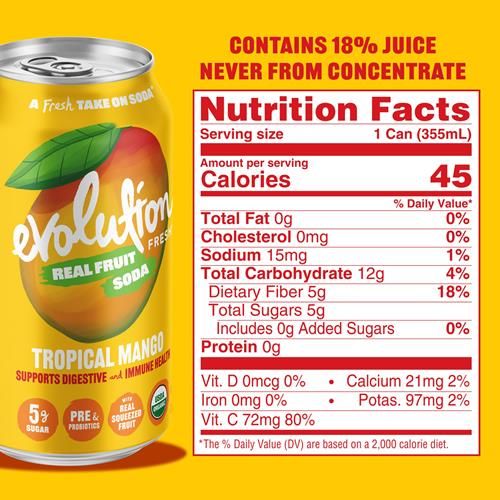 Evolution Fresh Organic Tropical Mango Fruit Soda, 12 Fz