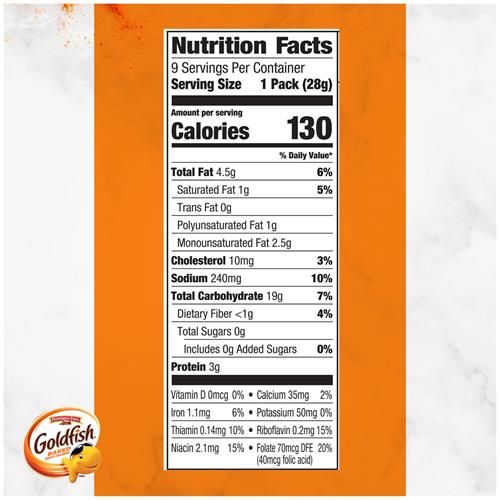 Goldfish Cheddar Cheese Crackers, Baked Snack Crackers, 1 Oz On-The-Go Snack Packs, 9 Count Tray