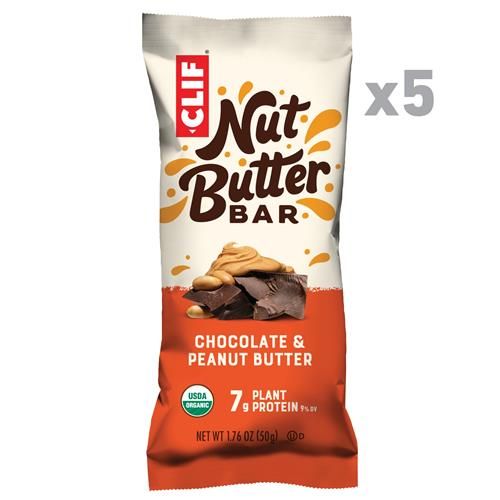 Clif Nut Butter Bar - Chocolate Peanut Butter - Filled Energy Bars - Non-Gmo - Usda Organic - Plant-Based - Low Glycemic - 1.76 Oz. (5 Pack)