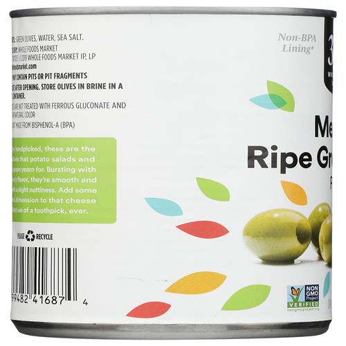 Whole Foods Market, Ripe Green Pitted Olives, 6 Oz