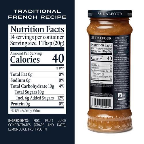 St. Dalfour Fig Royale Fruit Spread - 10Oz - 100% From Fruit, No Artificial Ingredients, Non-Gmo, No Cane Sugars, All Natural, Made In France