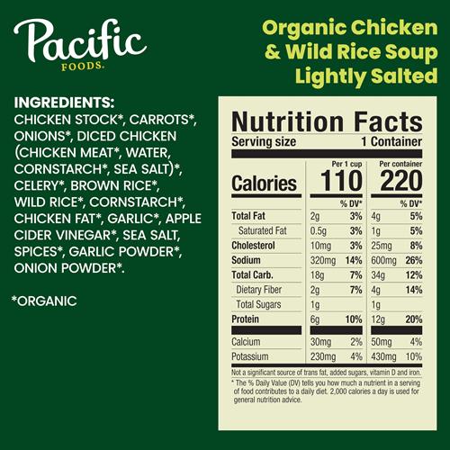 Pacific Foods Organic Lightly Salted Chicken And Wild Rice Soup, 16.3 Oz Can