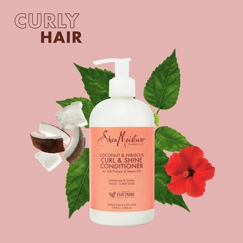 Sheamoisture Curl & Shine Conditioner Coconut & Hibiscus, For Thick, Curly Hair To Moisturize & Soften, 13 Oz