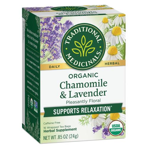 Traditional Medicinals Organic Chamomile With Lavender Herbal Tea, 16 Tea Bags (Pack Of 1)